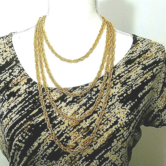 Necklace Multiple gold Plated chain toggle clasp New 4 Strand  16"- 30" - Picture 2 of 3